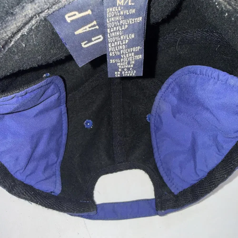 VINTAGE Gap Nylon‎ Blue Gorpcore Y2K 90s Lined Trapper Ear Warm Baseball Hat M/L